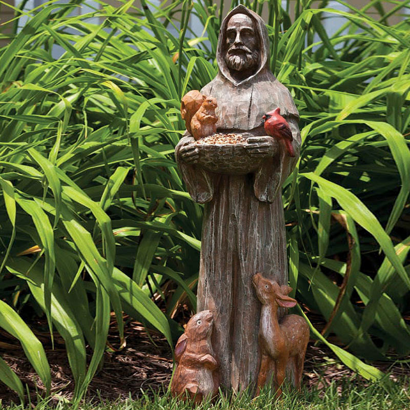 Evergreen St. Francis and Friends Statuary, Feathered Garden, 10.3'' x 12.1'' x 12.1'' inches