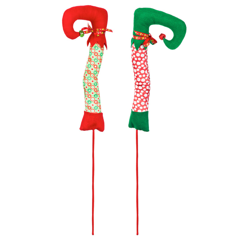 Single 26"H Fabric Elf Leg Plant Picks, 2 Asst.,84f035