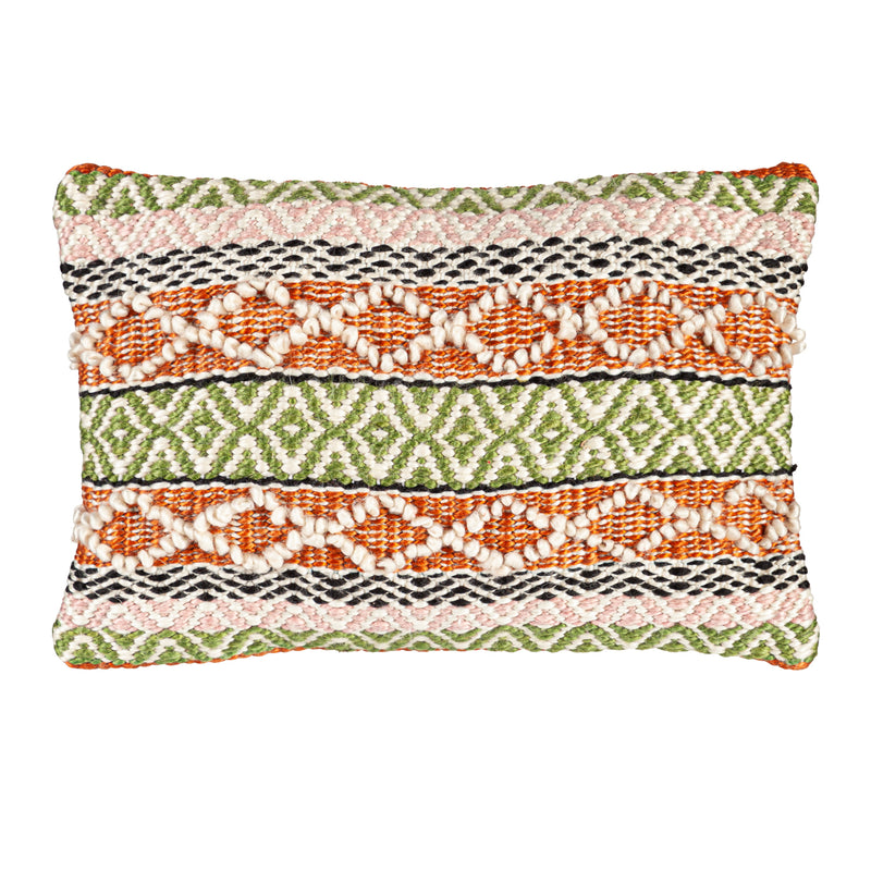 Evergreen Deck & Patio Decor,19"x12"  Pillow, Tan, Yellow and Coffee Stripes,19x12x5 Inches