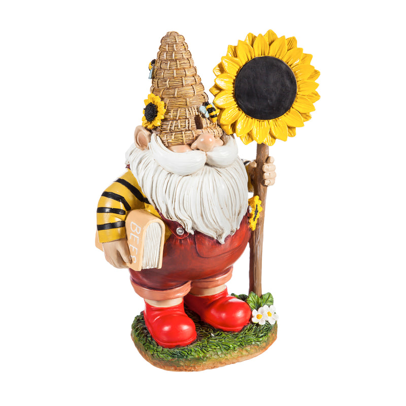 Evergreen 11" Honey Gnome with Sunflower Sign, 11.2'' x 1.5'' x 1.5'' inches