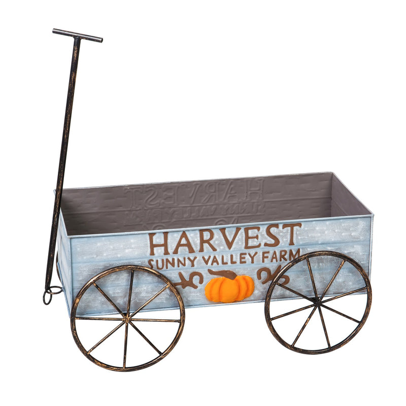 25.5" Harvest Metal Decorative Wagon,84g2415