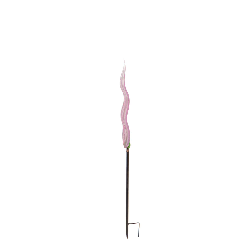 42.5"H Art Glass Reed Garden Stake, Light Pink, 2.36"x21.26"x1.97"inches