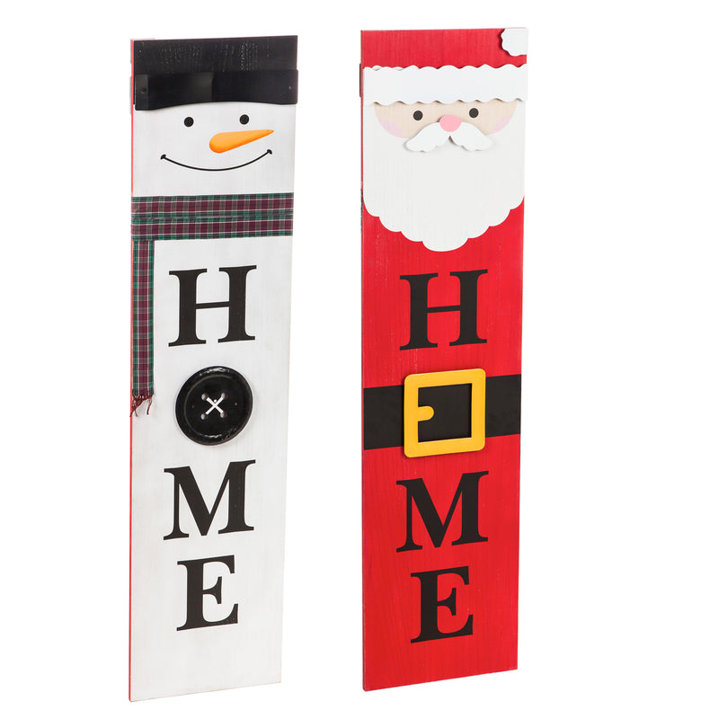 Double Sided Snowman/Santa Porch Leaner,11.75"x1.37"x47.5"inches
