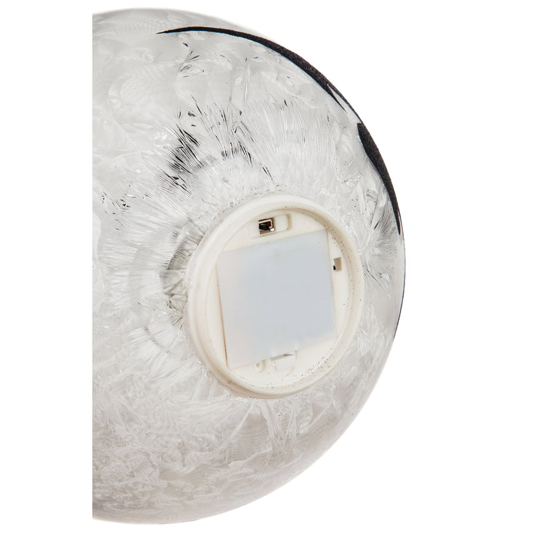 Hologram Star and Angel Battery Operated LED Glass Gazing Ball, Black Glitter Nativity,84g2980