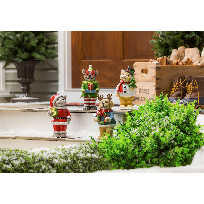 11"H Pets in Holiday Spirit Garden Statuary, 4 Asst.,84g3046