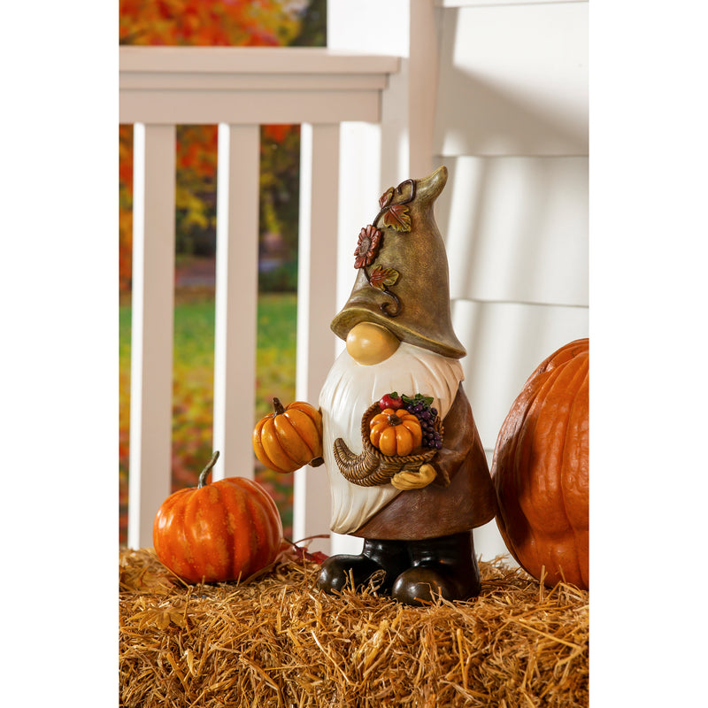 16.5"H Harvest Gnome Garden Statue, 9.06"x7.48"x16.54"inches