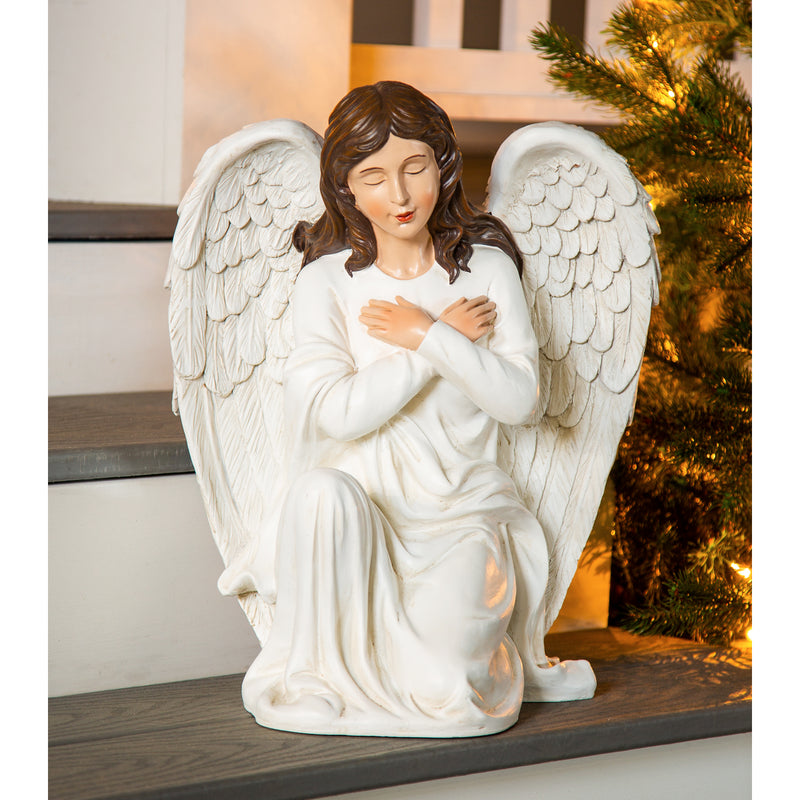 23"H Statement Kneeling Angel Garden Statuary, 13.59"x10.98"x17.01"inches