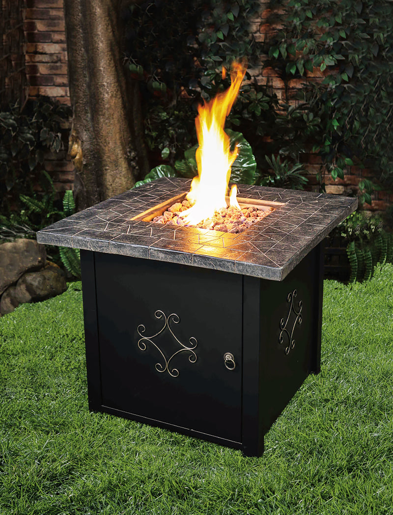 Metal and MGO Gas Firepit table, 29.92"x29.92"x24.41"inches