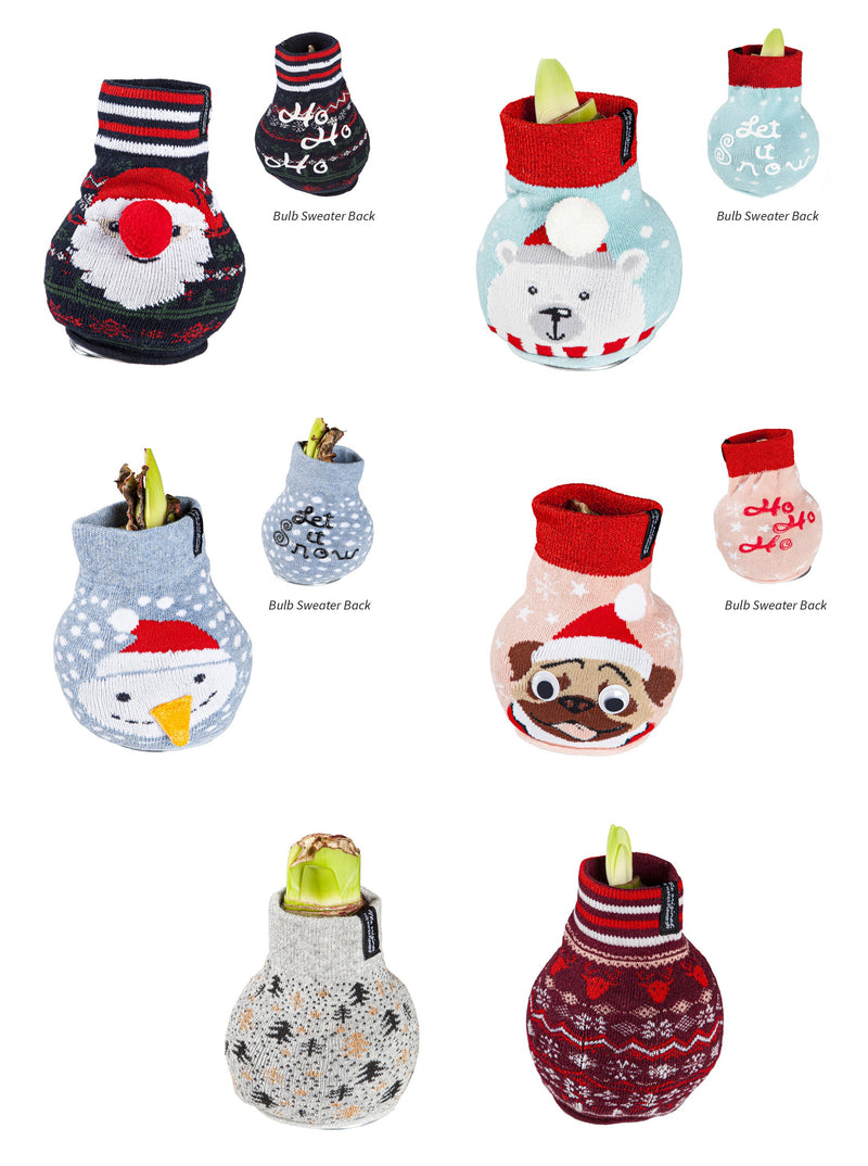 Waxed Christmas AmaryllisDog/Bear/Santa/Snowman/Nordic Grey/Nordic Red Total 6 Pieces, 4"x4"x4.5"inches