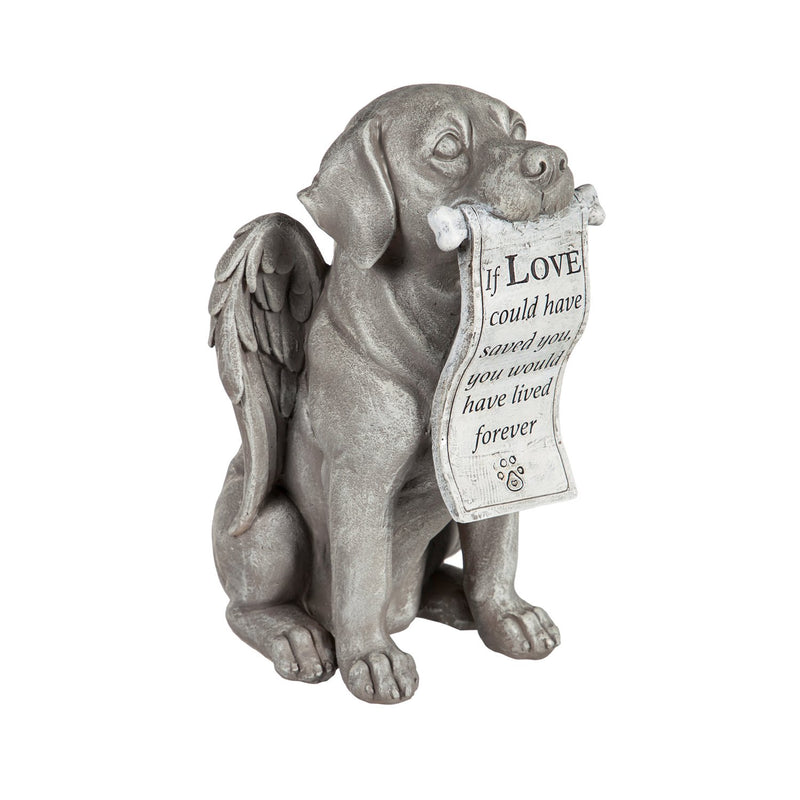14"H Dog with Scroll Memorial Garden Statuary, 7.87"x7.87"x14"inches