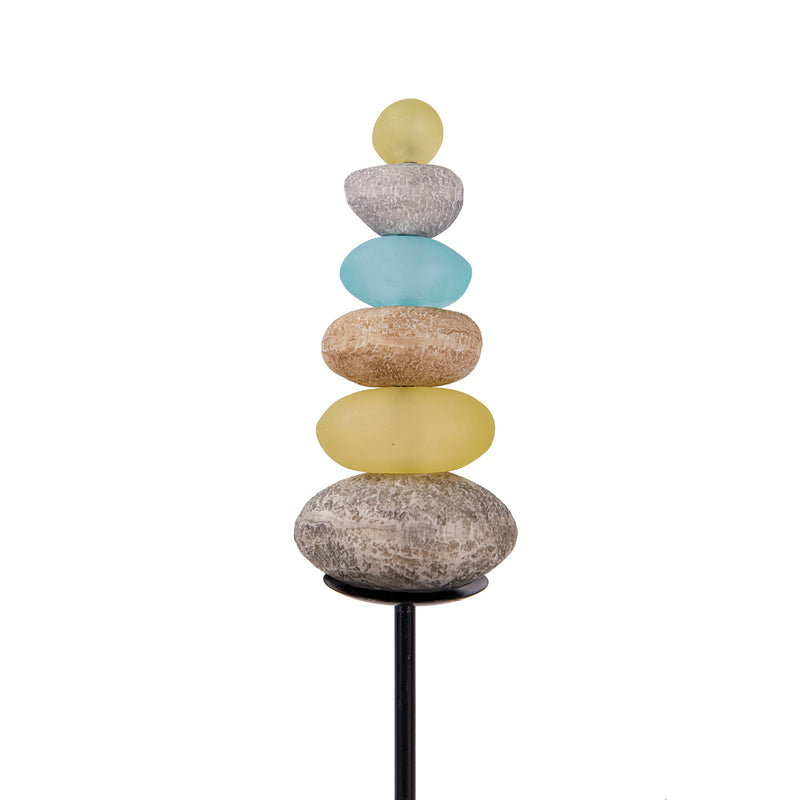 Zen Stacked Garden Stake, 3 ASST, 3.35"x2.56"x42"inches