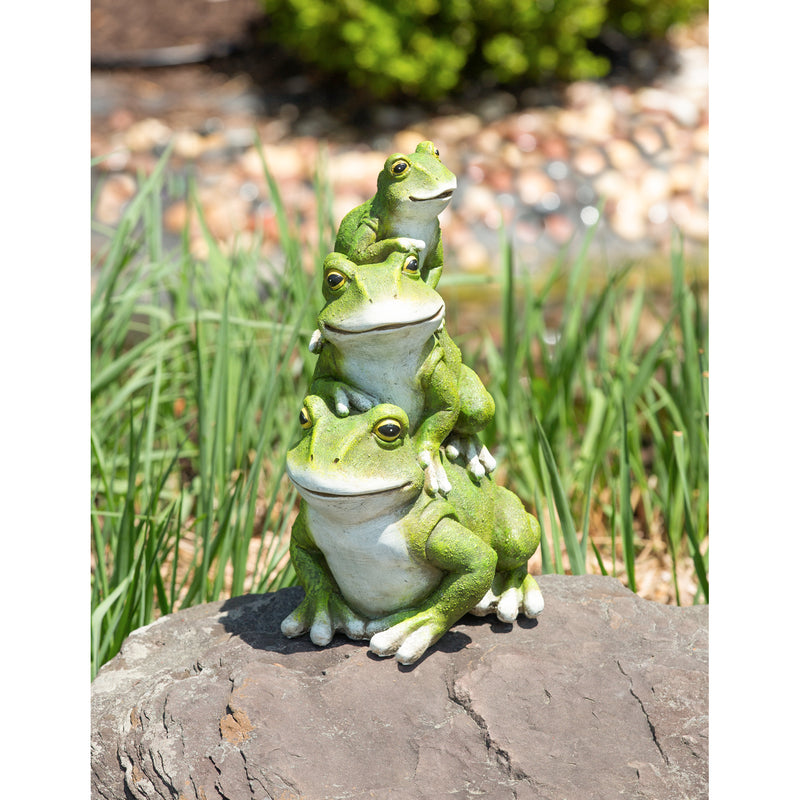 15.5"H Stacked Frog Trio Garden Statuary, 8.27"x9.84"x15.55"inches