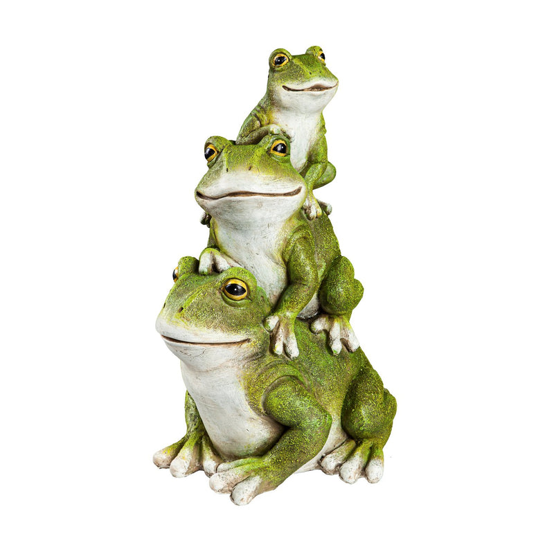 15.5"H Stacked Frog Trio Garden Statuary, 8.27"x9.84"x15.55"inches