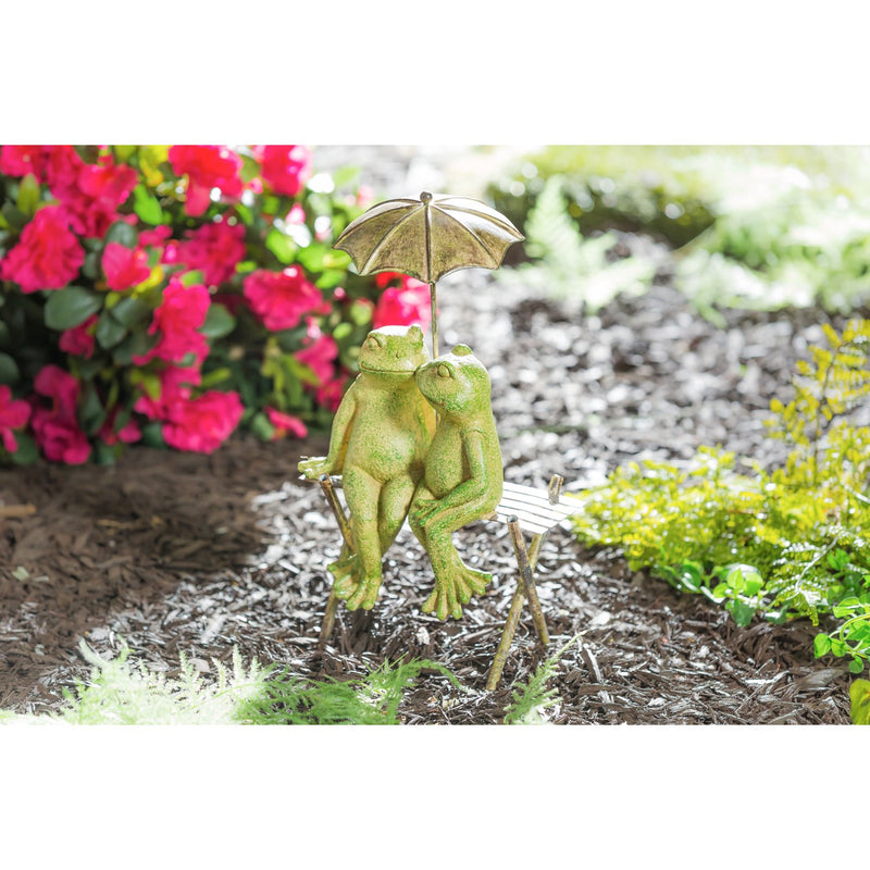 14.5"H Garden Statuary, Sitting Frog Couple, 7.87"x5.7"x14.4"inches