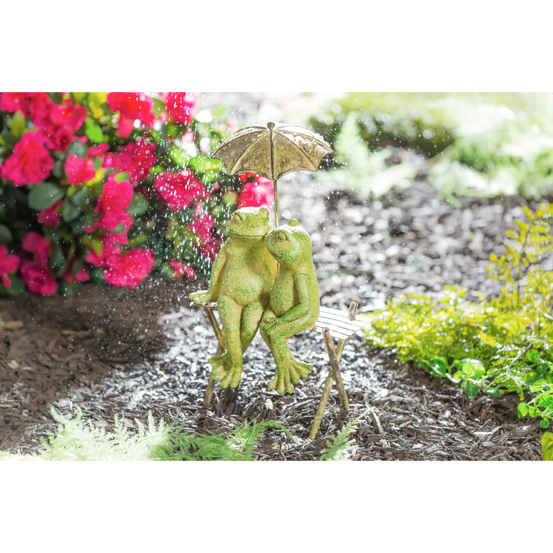 14.5"H Garden Statuary, Sitting Frog Couple, 7.87"x5.7"x14.4"inches
