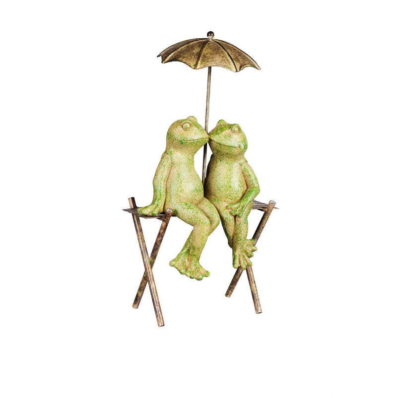 14.5"H Garden Statuary, Sitting Frog Couple, 7.87"x5.7"x14.4"inches