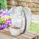 16"H Concrete Angel Bird Feeder Garden Statuary, 13.4"x12.8"x16.14"inches