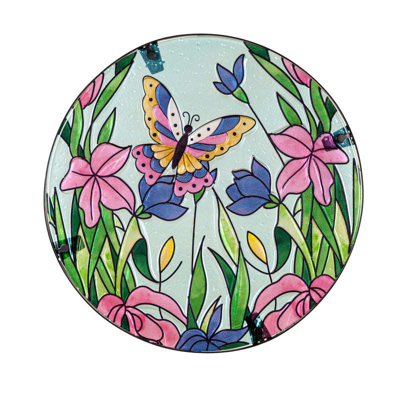 14" Glass and Metal Plant Stand, Butterfly,84g4886