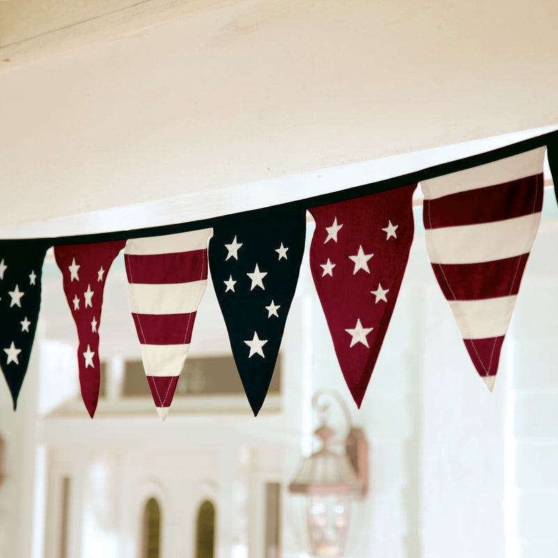 Evergreen Flag,Cotton Duck Stars And Stripes Americana Pennant Bunting With Embroidery,112x0.13x11.75 Inches