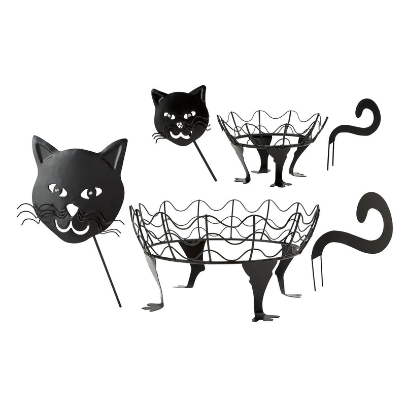 Set Of 2 Cat Pumpkin Holders With LED Eyes - Cat,87678
