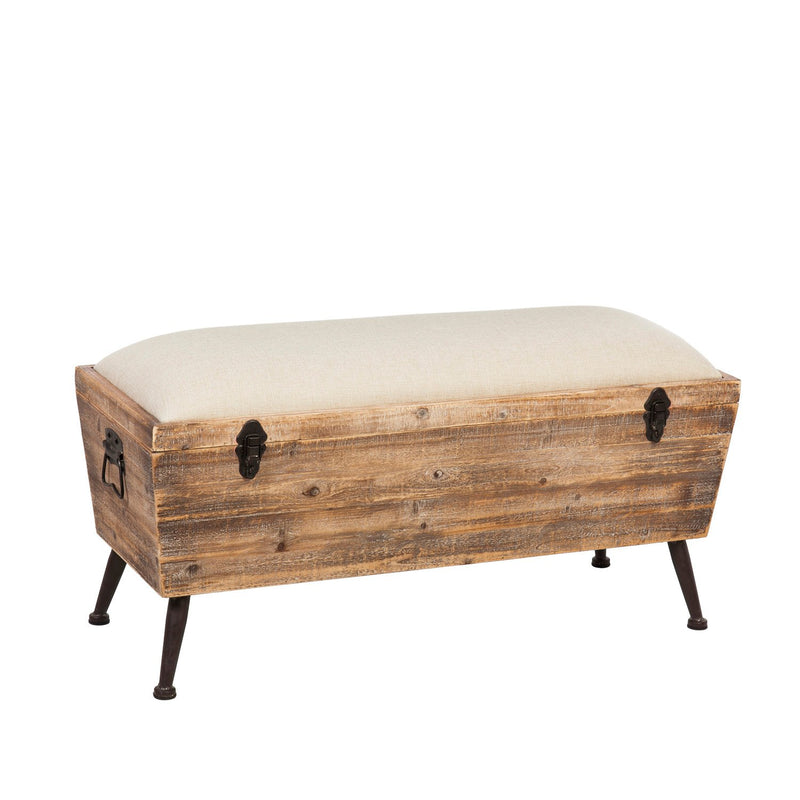 Evergreen Wooden Storage Bench with Cushion, 40.2'' x  15.8'' x 19.7'' inches.