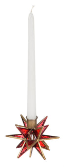 Moravian Star Metal Taper Holder, Set of 2, Brass,8chg176