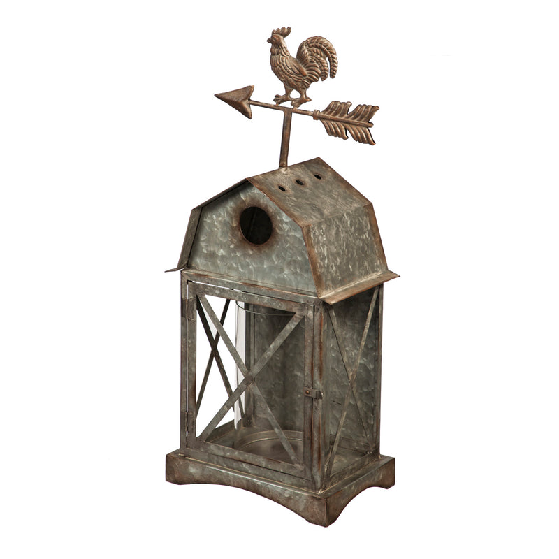 Galvanized Barn Shaped Candle Holder, 9.46"x6.3"x22.85"inches
