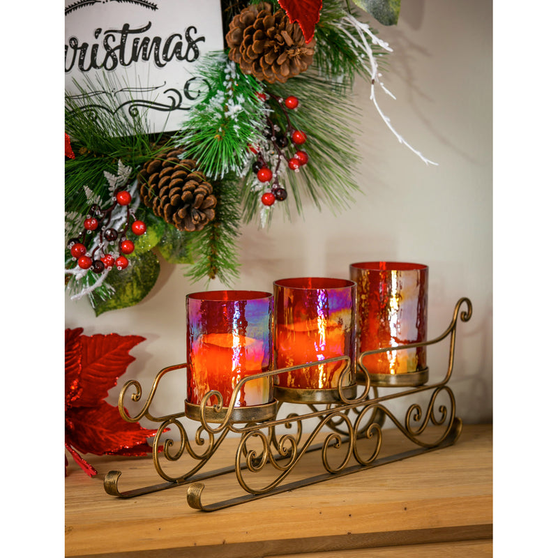 Winter Sled Metal Candle Holder