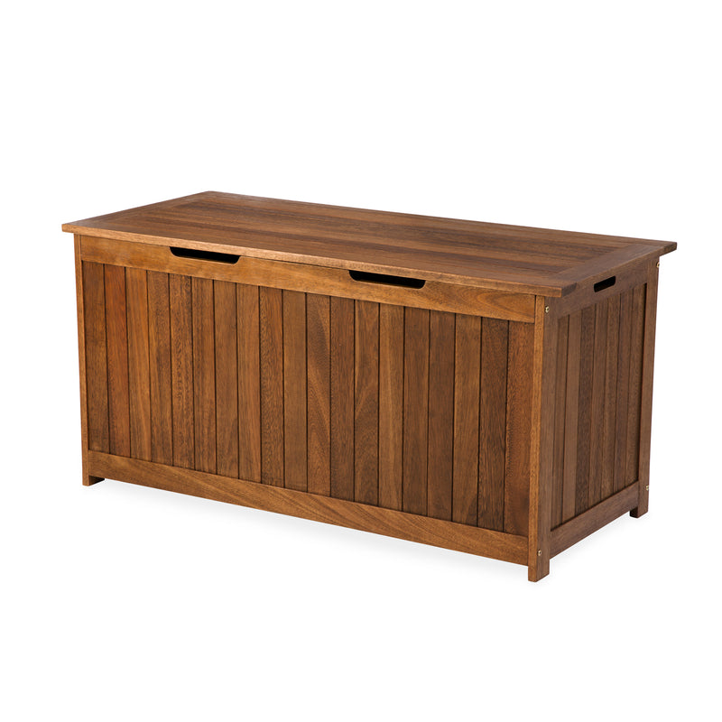 Evergreen Deck & Patio Decor,Eucalyptus Wood Storage Box, Lancaster Outdoor Furniture Collection - Natural,49x24x22 Inches