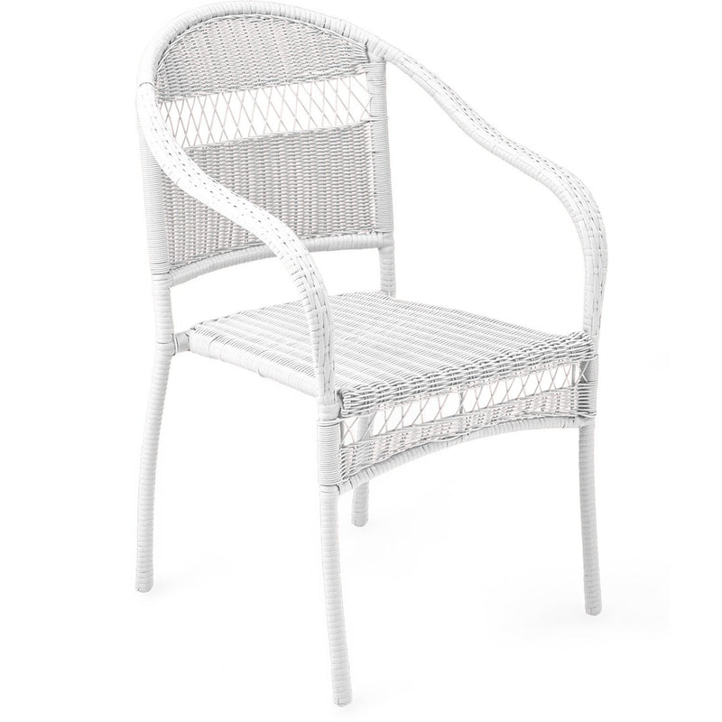 Tangier Wicker Stacking Chair - White, 23"x23.25"x34"