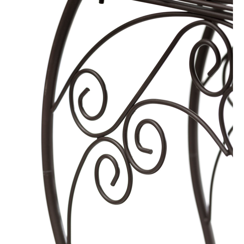 Two-Shelf Cast Iron Plant Stand with Birds,8f00420