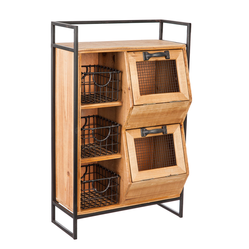 Evergreen Wood and Metal Storage Cabinet, 12.8'' x  6.8'' x 20.3'' inches.