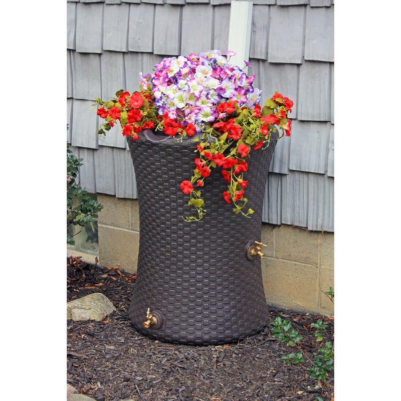 Woven Rain Barrel with planter,8f00491