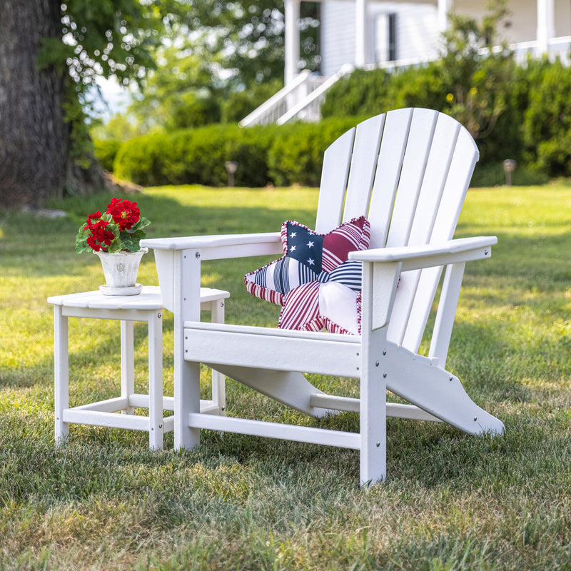 Evergreen Deck & Patio Decor,Resin Adirondack Chair White,30.7x33.4x37.4 Inches