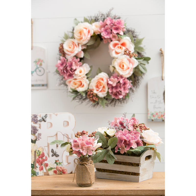 Cypress Home Wedding Day Décor Roses, Hydrangea, and Berrie Bundle - 7 x 7 x 10 Inches
