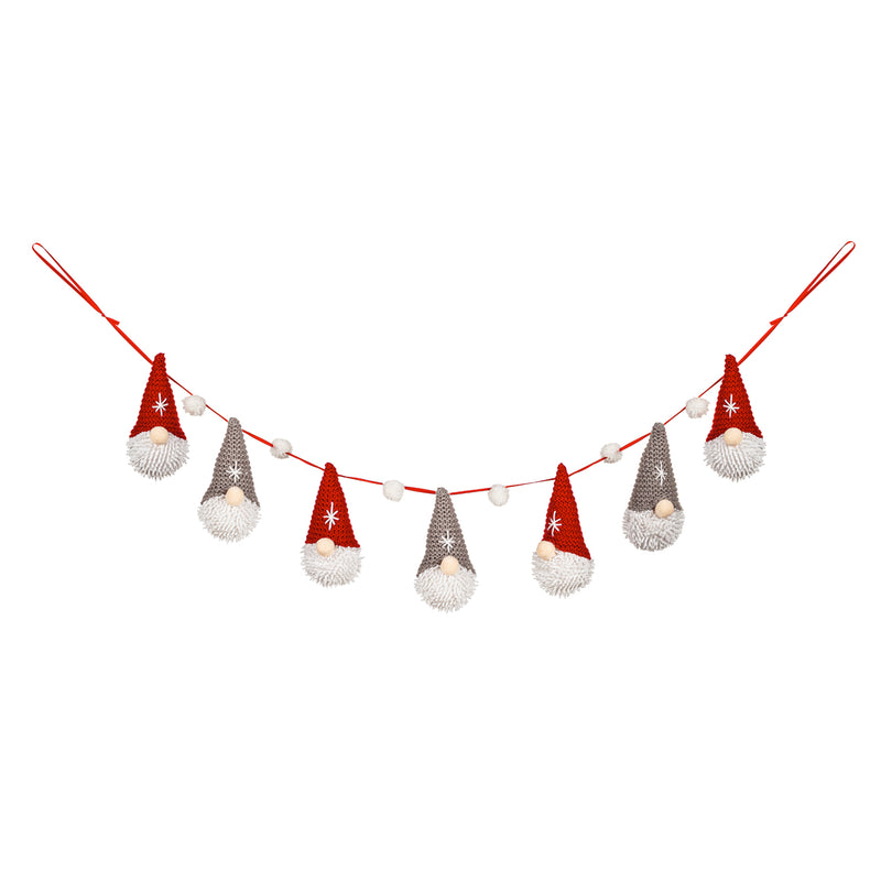 4.5' Plush Gnome Hanging Garland, 56"x3"x6"inches