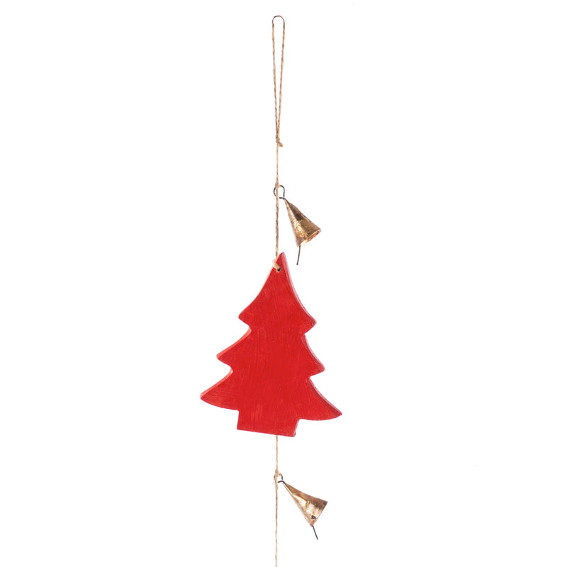 Red Wood Hanging Garland, 2 Assorted: Tree, Moose,8gw002