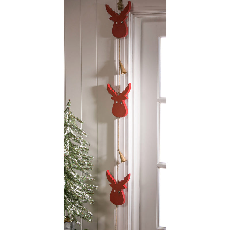 Red Wood Hanging Garland, 2 Assorted: Tree, Moose,8gw002