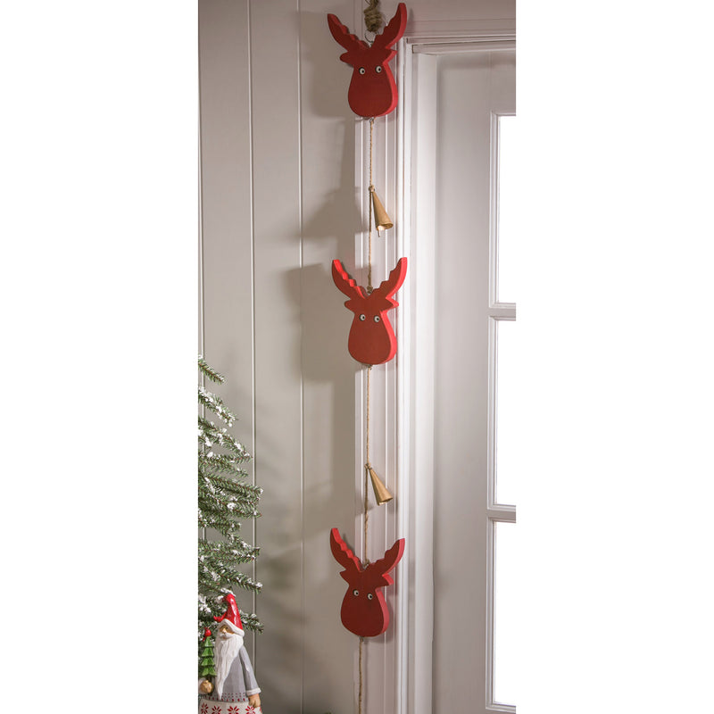 Red Wood Hanging Garland, 2 Assorted: Tree, Moose