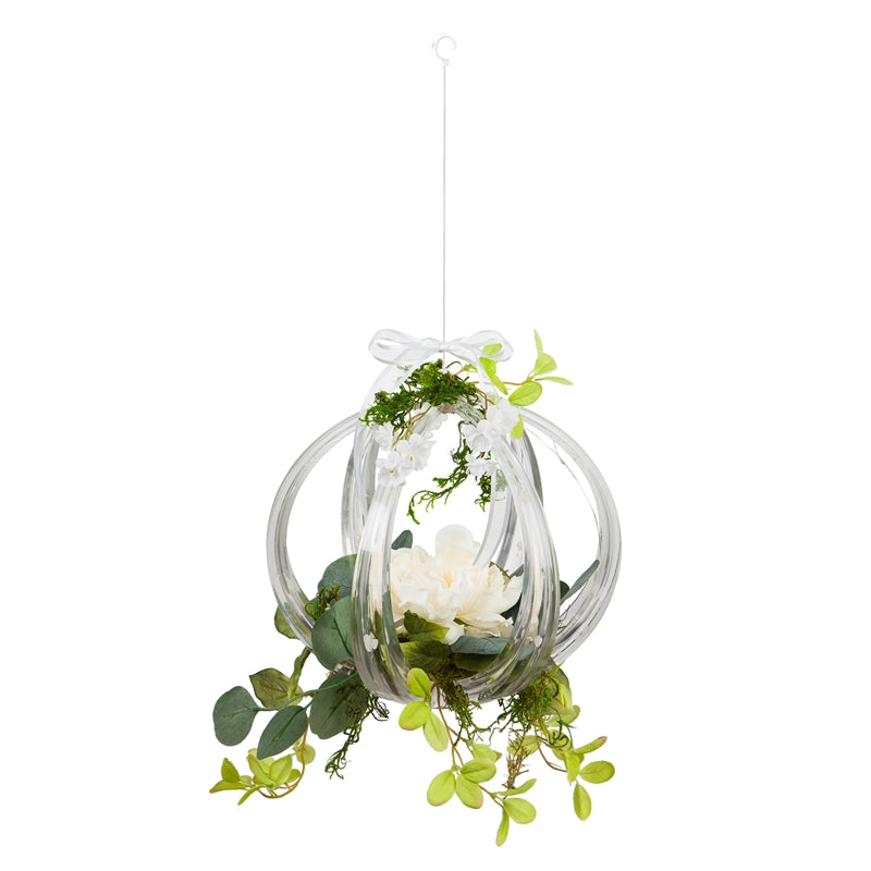 LED Battery Operated Floral Hoop Hanging Décor, Bliss, 10'' x 10'' x 9'' inches