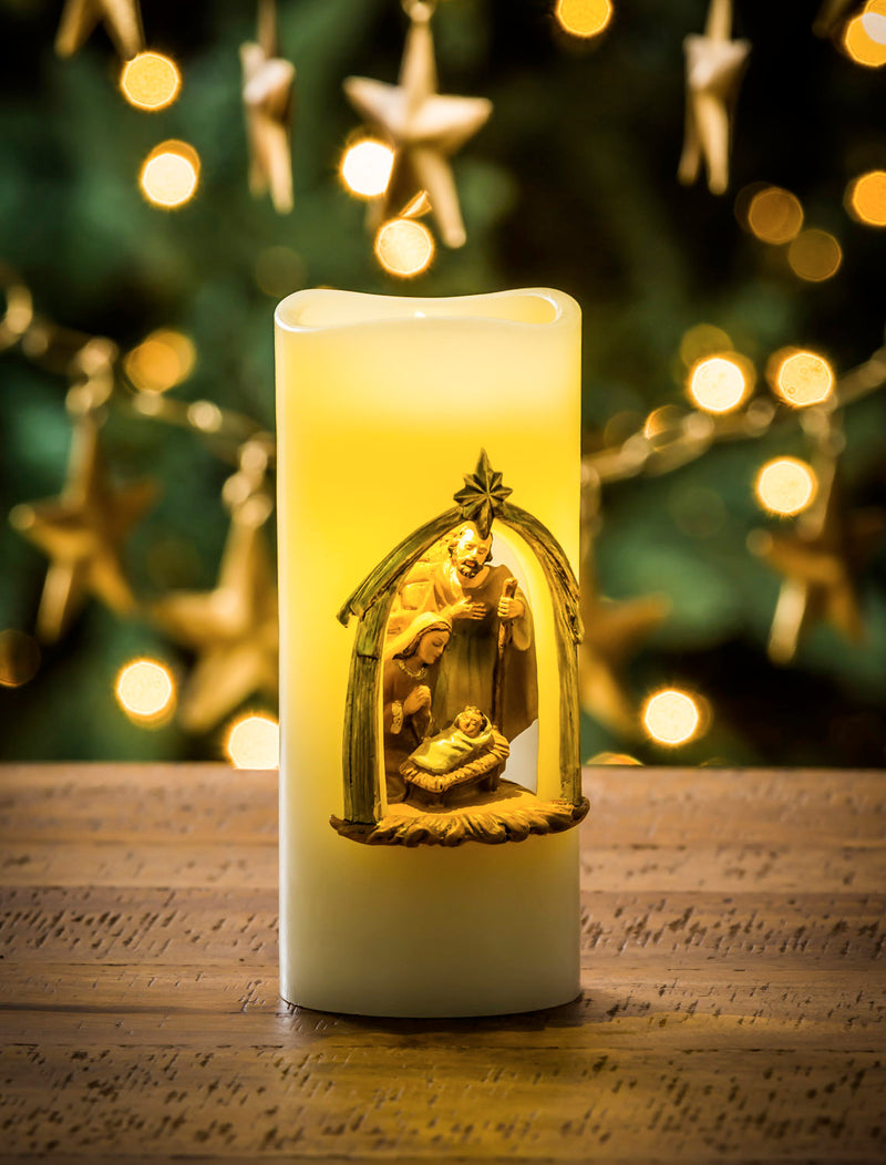 LED Musical Spinning Water Church Lantern, 4.2'' x 4.2'' x 12.6'' inches