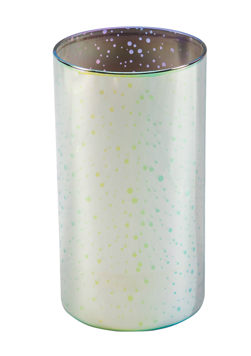 Silver Gold Stargazing Pillar Candler Holder, 4"W x 7"H,8led106