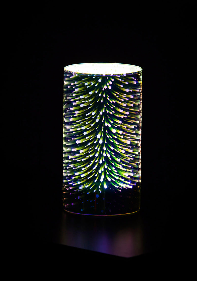 Silver Gold Stargazing Pillar Candler Holder, 4"W x 7"H,8led106