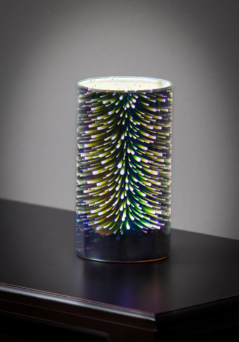 Silver Gold Stargazing Pillar Candler Holder, 4"W x 7"H,8led106