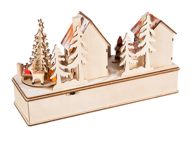 Wooden Christmas LED Village with Motion and Music,8led206