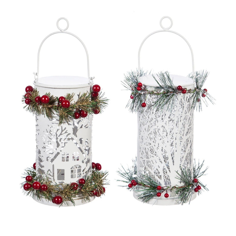 White and Red LED Candle Holder Décor, 2 ASST