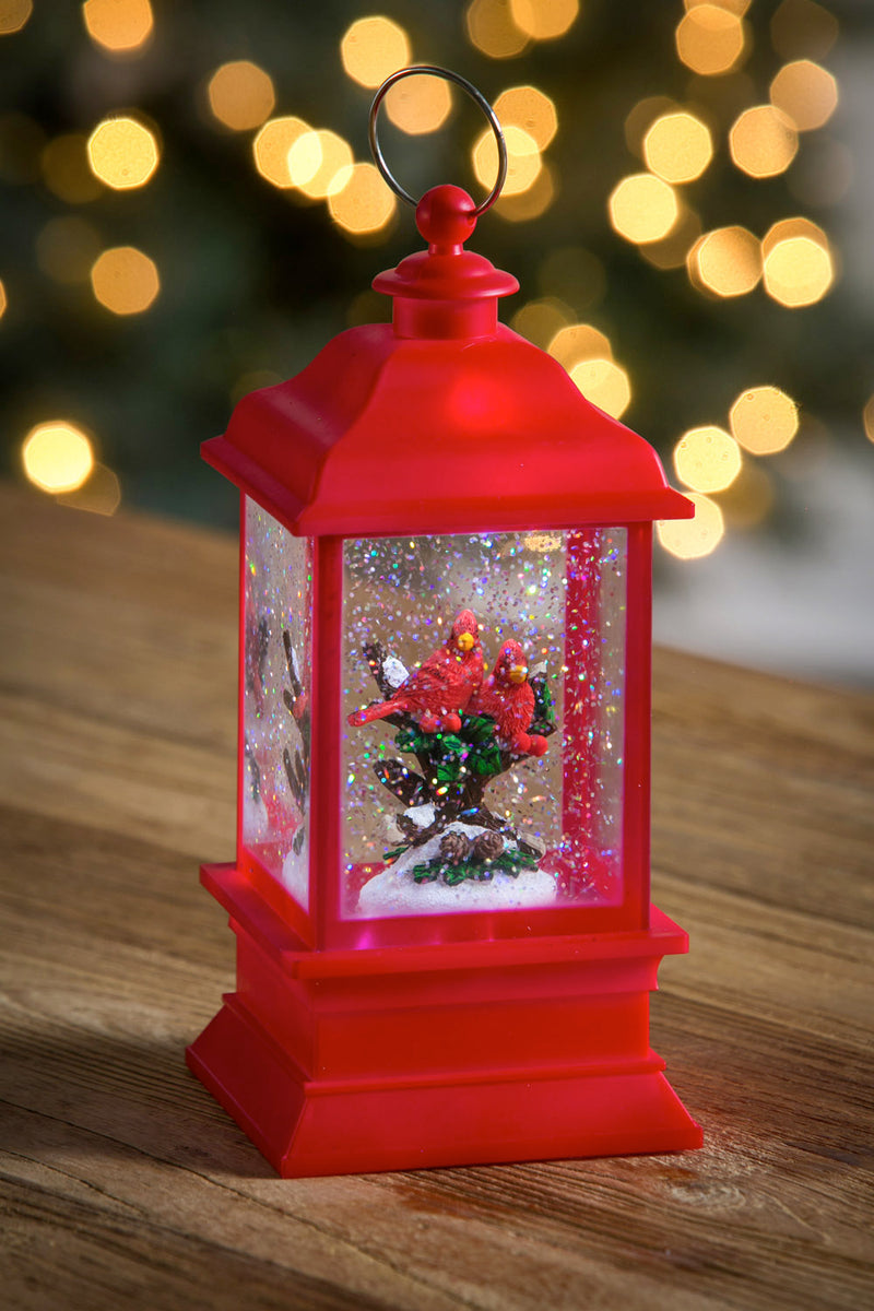 Red Cardinal- LED Water Lantern w/ Floating Glitter