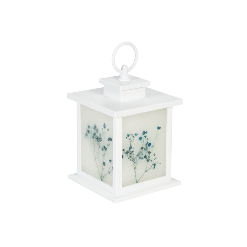 LED Lantern, Set of 2, Blue Floral