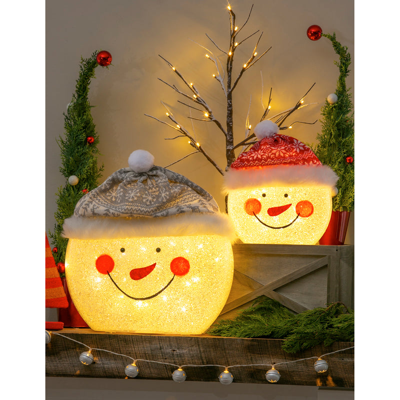 LED Snowman Face Tabletop Décor, Set of 2