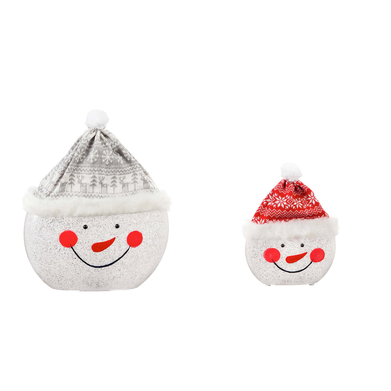 LED Snowman Face Tabletop Décor, Set of 2